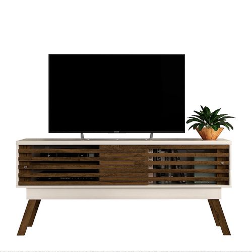 Rack Madetec Retrô Frizz com 150cm de Largura, Ideal para TV`s de Até 65" Off White/Savana