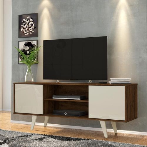 Rack Madetec Lisboa com 136cm de Largura para TV de Até 50 Polegadas Off White/Savana