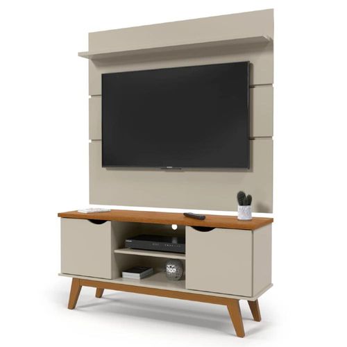 Rack com Painel Patrimar Marselha para TVs de até 46” Off White/Cumaru