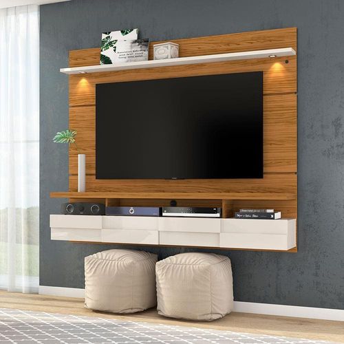 Bancada Suspensa com Painel Madetec Lana com 1,82 cm de Largura, Ideal para TV de Até 60” Naturale/Off White