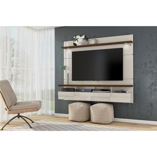 Bancada Suspensa com Painel Madetec Lana com 1,82 cm de Largura, Ideal para TV de Até 60” Off White/Savana