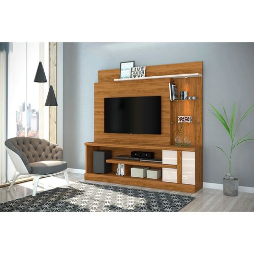Estante Home Madetec Alan com 181,5 cm de Largura, Ideal para TV de Até 55” Naturale/Off White