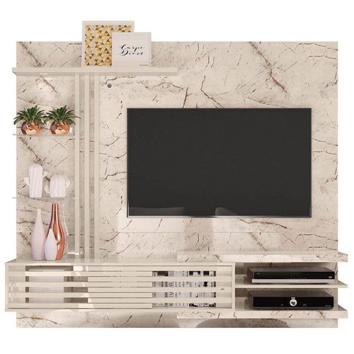 Painel Home Madetec Cross com 2 Portas, Ideal para TV de Até 55” Calacata/Off White