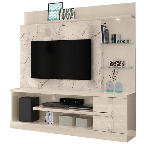 Estante Home Madetec Alan com 181,5 cm de Largura, Ideal para TV de Até 55” Calacata/Off White