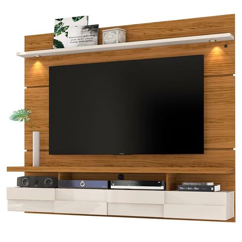 Bancada Suspensa com Painel Madetec Lana com 1,82 cm de Largura, Ideal para TV de Até 60” Naturale/Off White
