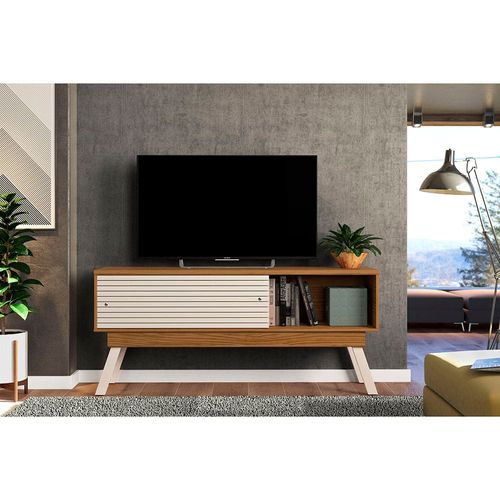 Rack Madetec Retrô Frizz com 150cm de Largura, Ideal para TV`s de Até 65" Naturale/Off White