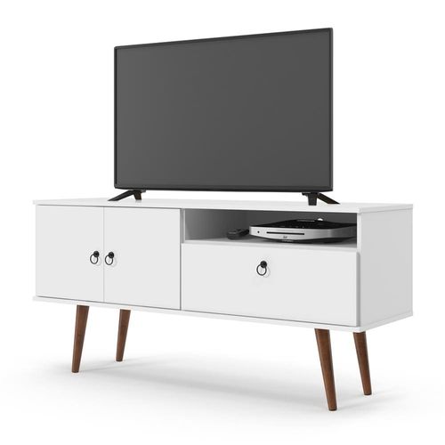 Rack Patrimar Brito com 137 cm de Largura, Ideal para TV de até 52” Branco