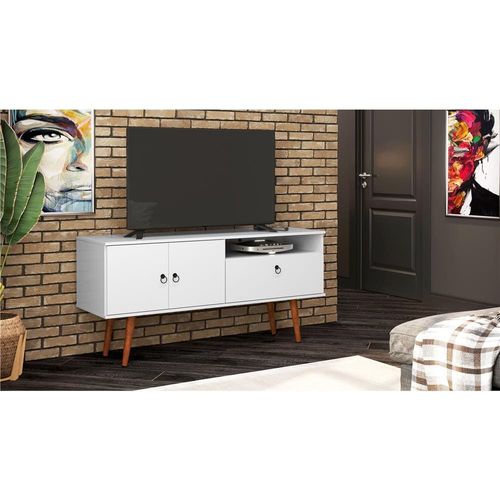 Rack Patrimar Brito com 137 cm de Largura, Ideal para TV de até 52” Branco