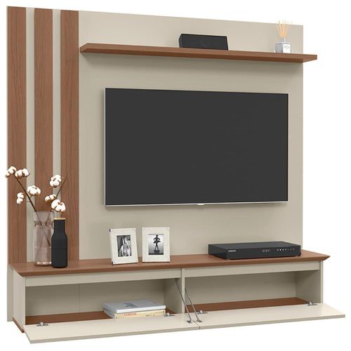 Painel Home Patrimar Trend com 160 cm de Largura, Ideal para TV de até 46” White/Canelato