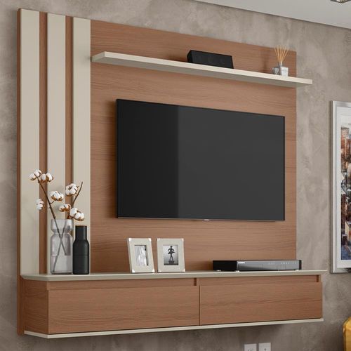 Painel Home Patrimar Trend com 160 cm de Largura, Ideal para TV de até 46” Canelato/Off White