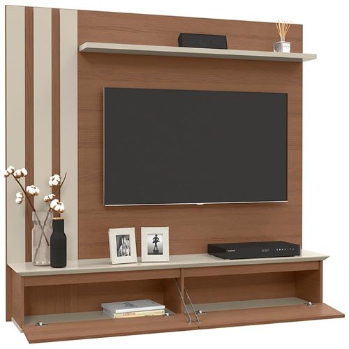 Painel Home Patrimar Trend com 160 cm de Largura, Ideal para TV de até 46” Canelato/Off White