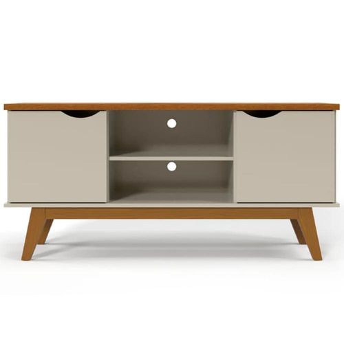 Rack Patrimar Marselha com 136 cm de Largura, Ideal para TV de até 46" Off White/Cedro
