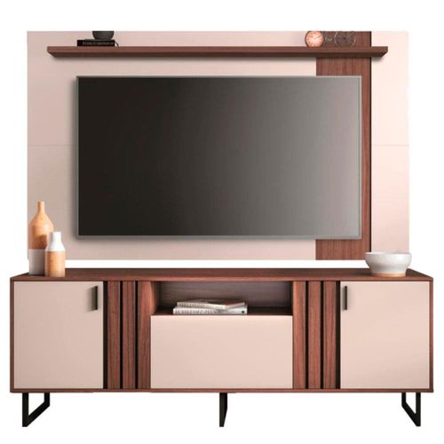 Rack Colibri Juruá com Painel Extensível Leme para TV de até 70" Nogueira Real/Off White