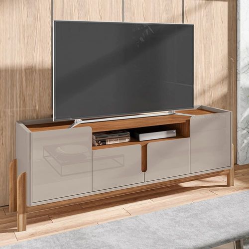 Rack Casa D Lizz com 190 cm de Largura, 4 portas, ideal para TVs de até 60” Off-White e Cedro