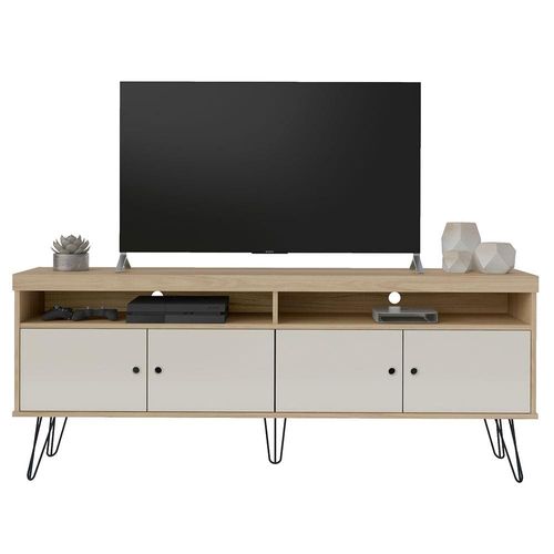 Rack Artely Liberty com 160 cm de Largura, 4 Portas, Ideal para TV de Até 65” Carvalho/Off White