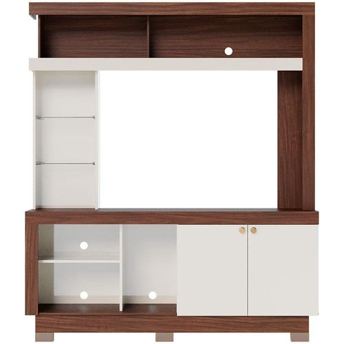 Estante Home Colibri Valença para TV de Até 50” Nogueira Real/Off White