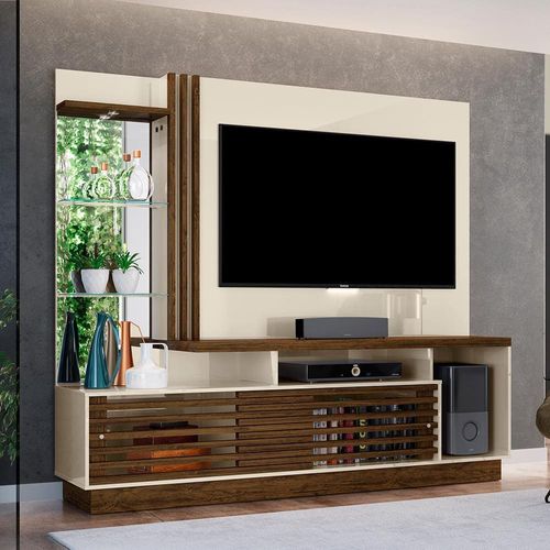Estante Home Theater Madetec Frizz Plus para TV de até 60 polegadas Off White/Savana
