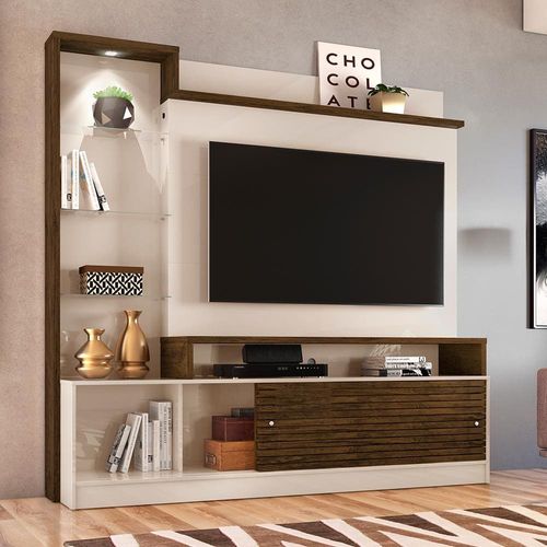 Estante Home Theater Madetec Frizz Prime para TV de até 55 polegadas Off White/Savana