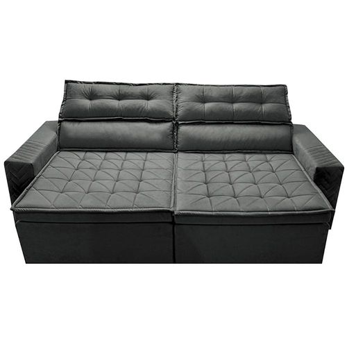 Sofá 3 Lugares Cama inBox Belém Retrátil/Reclinável com 200 cm de Largura e Revestido em Suede Velusoft Cinza
