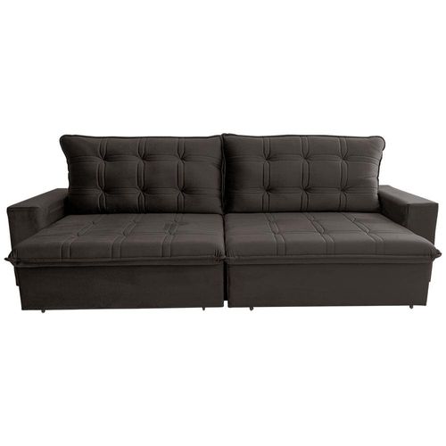 Sofá 3 Lugares Hellen Azure Retrátil/Reclinável, Revestido em Tecido Veludo e 250 cm de Largura Café
