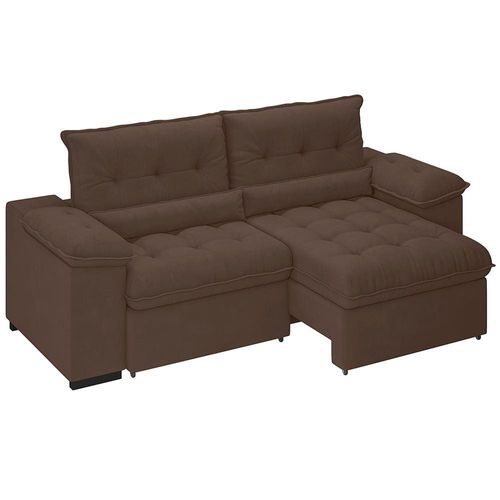 Sofá 3 Lugares Besthouse Arezzo com Assento Retrátil e Encosto Reclinável em Revestimento Suede Veludo 220 cm de Largura Marrom