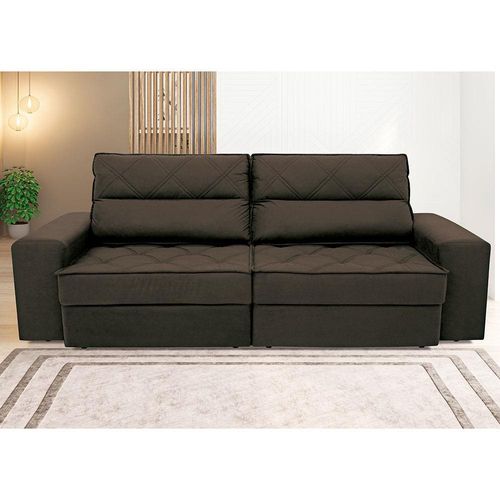 Sofá 3 Lugares Linoforte Fassatti Retrátil e Reclinável Revestido em Tecido Suede com 200cm de Largura Marrom