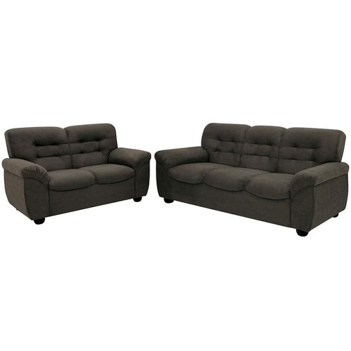 Sofá de 3 e 2 Lugares Linoforte Stillus II com 154 cm e 204 de Larguras e Revestidos em Tecido Suede Marrom
