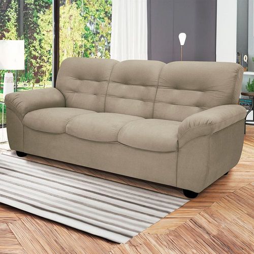 Sofá de 3 Lugares Linoforte Stillus II com 204 cm de Largura e Revestido em Tecido Suede Areia