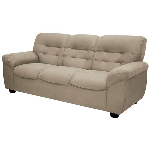 Sofá de 3 Lugares Linoforte Stillus II com 204 cm de Largura e Revestido em Tecido Suede Areia