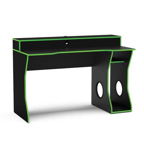 Mesa para Computador/Gamer Politorno Fremont com 1 Nicho e 1 Prateleira Preto/Verde