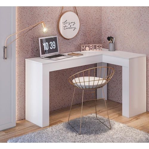 Escrivaninha de Canto Mobler Jade com Camarim Branco Fosco.