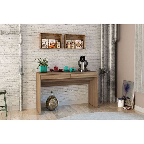 Mesa para Computador ou Escritório Politorno Lindóia com 2 Gavetas Castanho