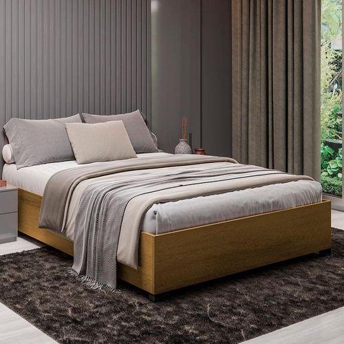 Cama de Casal Dobuê Aruba com Pés em PVC 142cm de largura Carvalho