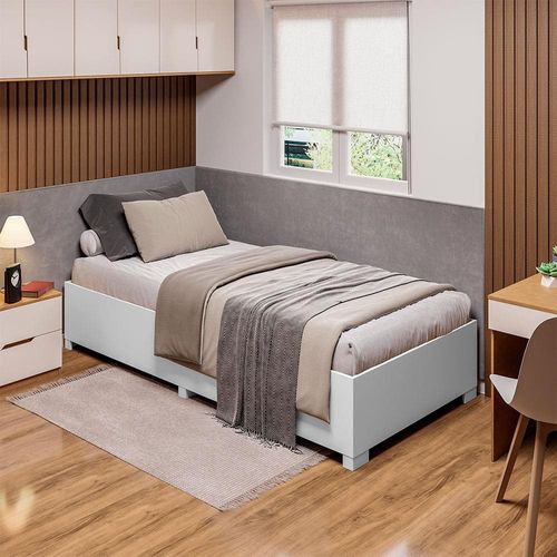 Cama de Solteiro Dobuê Aruba com Pés em PVC 92cm de largura Branco