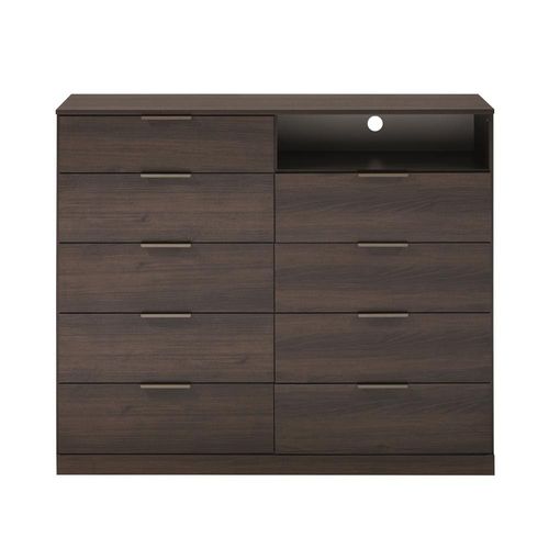 Cômoda Bartira Versatti com 9 Gavetas e Nicho Café / Bronze