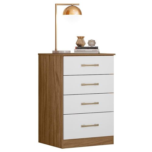 Cômoda Moval MS913 com 4 Gavetas e 60 cm de Largura Naturale/Branco