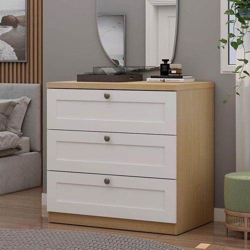 Cômoda Genialflex Infinity com 3 Gavetas e 79 cm de Largura Savana Branco Fosco