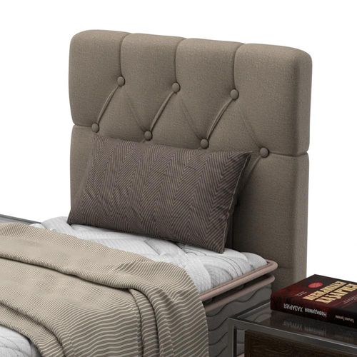Cabeceira para Cama de Solteiro Probel Califórnia em Tecido Suede Bege