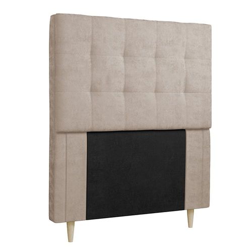 Cabeceira para Cama Box Solteiro Dobuê Sevilha com Revestimento em Veludo Bege
