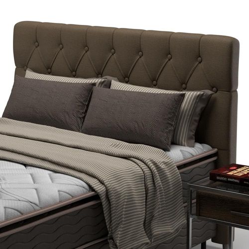 Cabeceira para Cama King Size Probel Califórnia em Tecido Suede Marrom