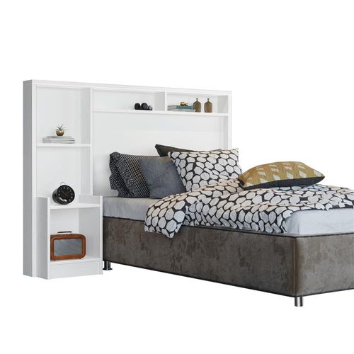 Cabeceira para Cama Box Solteiro Barreto Talismã com Nicho Branco