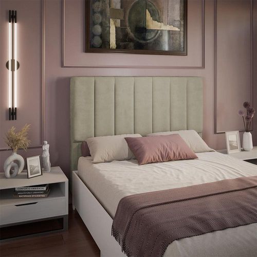 Cabeceira para Cama Box Casal Dobuê Veneza com Revestimento em Veludo Camurça