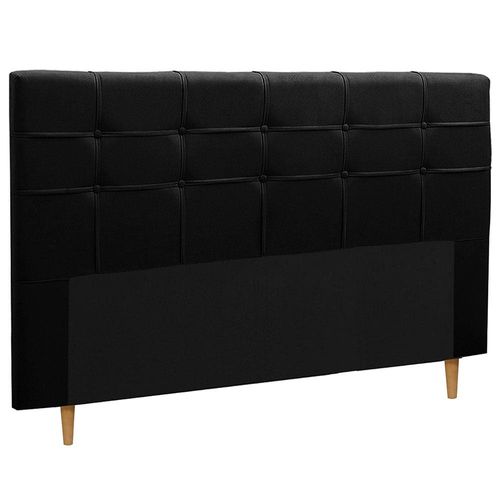 Cabeceira para Cama Box King Size Dobuê Hanover com Revestimento em Tecido Suede Veloplus Preto