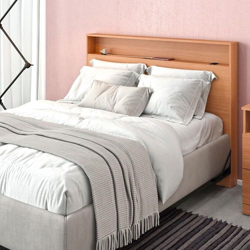 Cabeceira para Cama Box Casal Bartira Versatti 138 com de Largura com Tomada Avelã