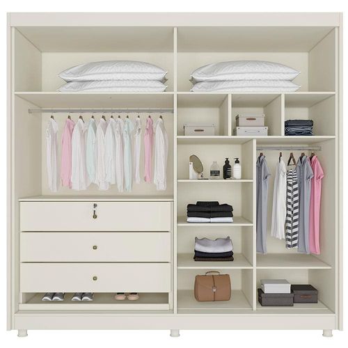 Guarda-Roupa Europa Palermo com 169 cm de Largura, 4 Portas e 3 Gavetas Off White