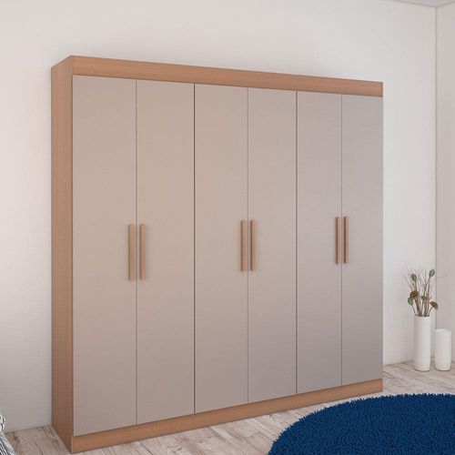 Guarda-Roupa Casal Bartira Ville com 6 Portas e 2 Gavetas Avelã/Capuccino