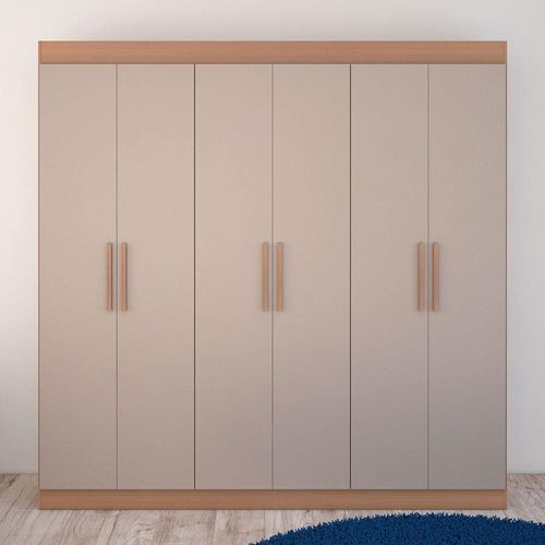 Guarda-Roupa Casal Bartira Ville com 6 Portas e 2 Gavetas Avelã/Capuccino