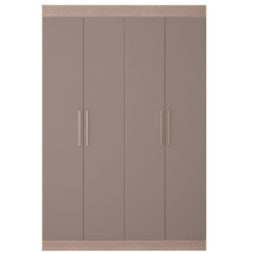 Guarda-Roupa Bartira Ville com 4 Portas, 2 Gavetas e 2 Prateleiras - 134cm de largura Avelã/Capuccino