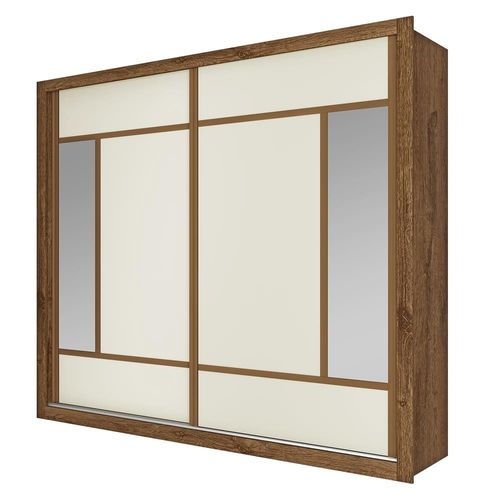 Guarda-Roupa Casal Europa Triunfo Flex com Espelho, 2 Portas de Correr e 6 Gavetas Brauna/Off White
