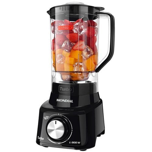 Liquidificador Mondial Turbo Full Black L900FB Preto 900W com 5 Velocidades 110V